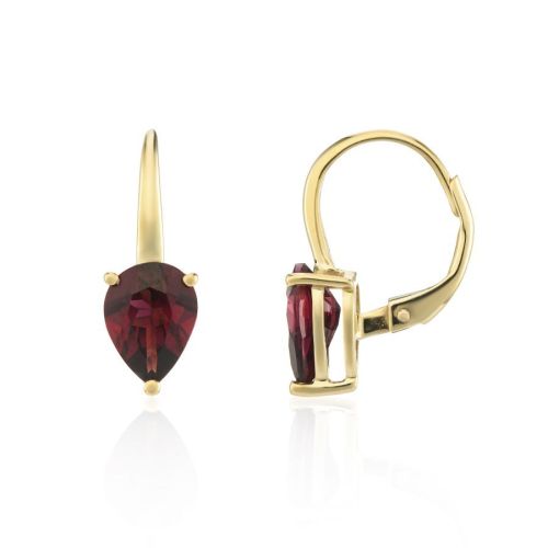 9ct Yellow Gold Garnet Drop Earrings