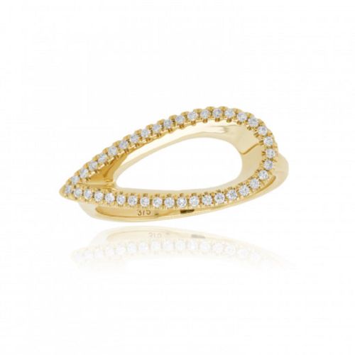 9ct Yellow Gold Diamond Teardrop Ring