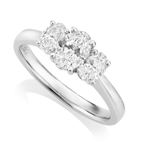 Platinum Oval Certificated 0.96ct. Trilogy Diamond Ring