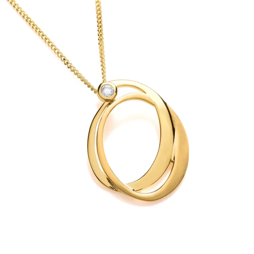 9ct Yellow Gold Double Oval Diamond Pendant