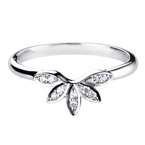 Platinum Floral Inspired Diamond Set Shaped Band