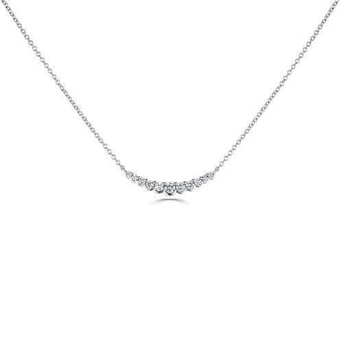 18ct White Gold Diamond Smile Necklace