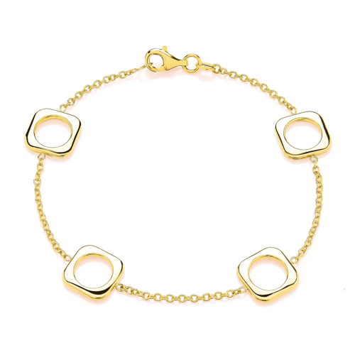 9ct Yellow Gold Open Square Link Bracelet