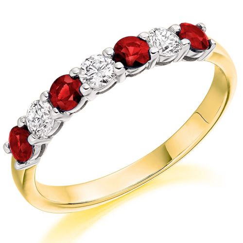 18ct Ruby and Diamond Claw Set Eternity Ring