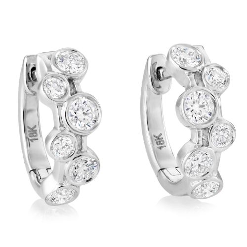 18ct White Gold 0.78ct Bubble Hoop Earrings
