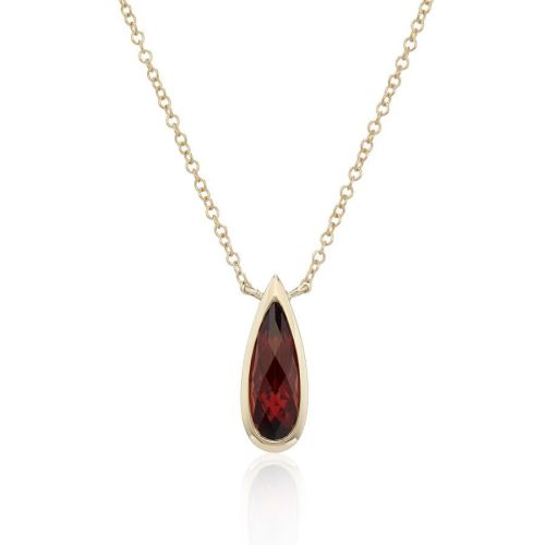 9ct Yellow Gold Pear Cut Garnet Necklace