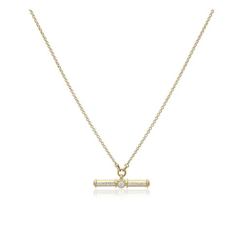 18ct Yellow Gold Diamond T-Bar Pendant