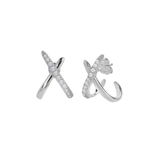 Silver Cubic Zirconia 'Kiss' Earrings