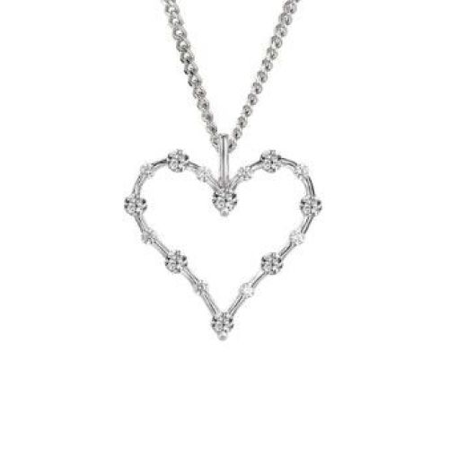 Silver and Cubic Zirconia Open Heart Pendant