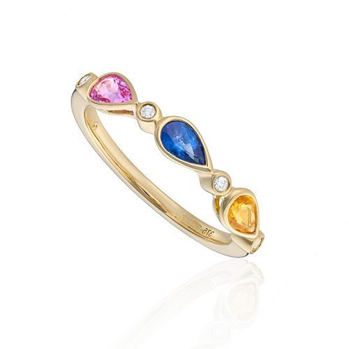 9ct Yellow Gold Sapphire & Diamond Ring