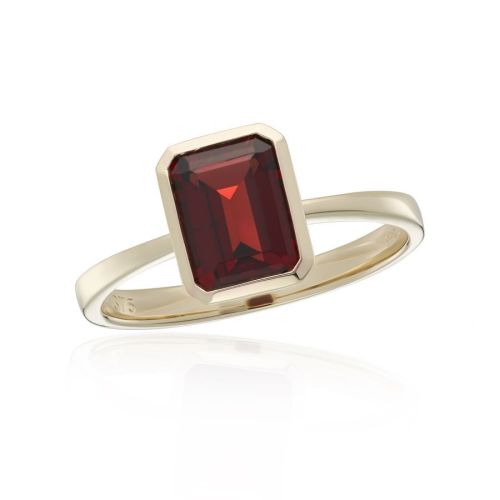 9ct Yellow Gold Large Octagonal Garnet Ring